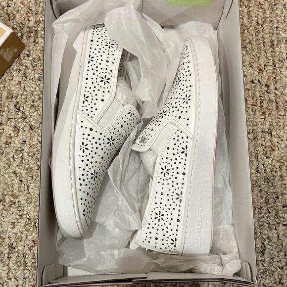 Michael Michael Kors Womens Kane Leather Fashion Sneakers White - Picture 4 of 12